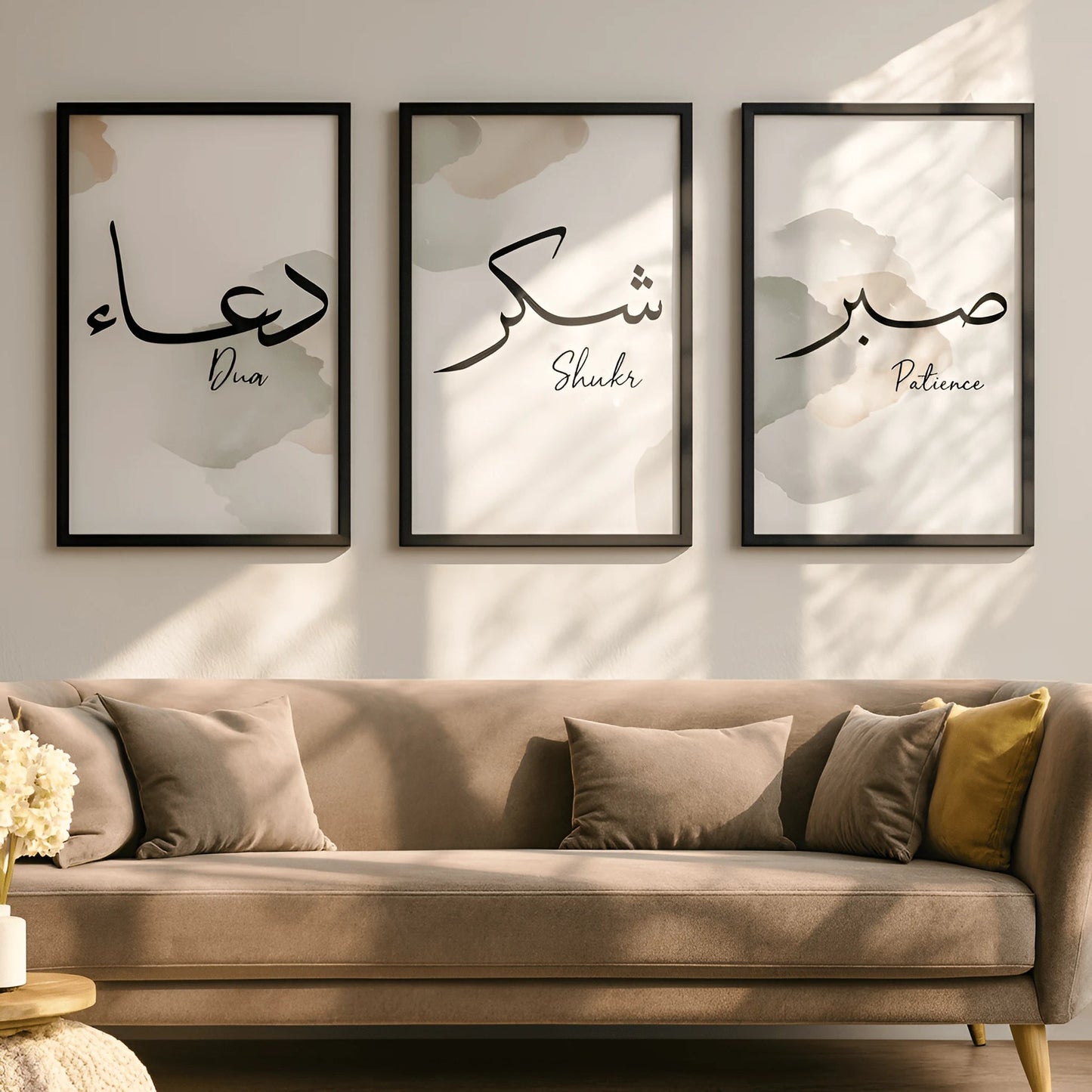 Elegant Tranquility – Minimalist Arabic Calligraphy Trio